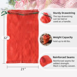 300pcs Extra Large Mesh Produce Bags 60 lbs Reusable Onion Sacks Vegetable Storage Bags Washable Net Bag 21” x 32” for Onion Potato Firewood Crawfish, Pack of 300 - 图片 2